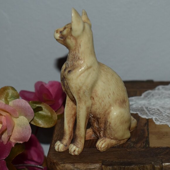 Vintage Antique Handmade Carved Small Mini 4inch Sphynx Cat Figure Decor - Picture 6 of 16